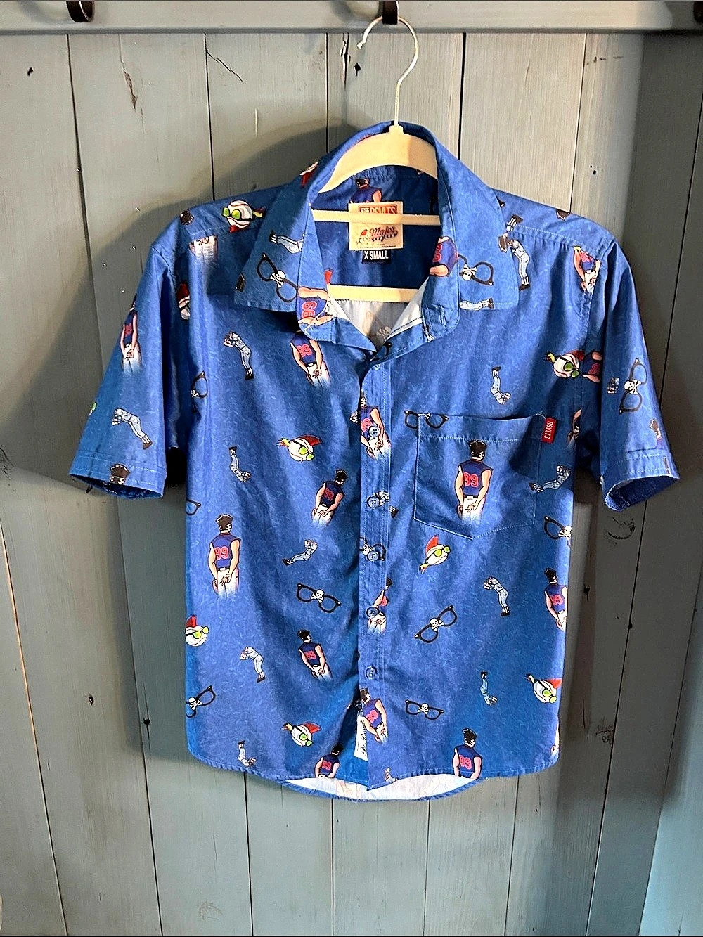 RSVLTS Major League Baseball Blue Printed Short Sleeve Shirt | Men’s Size XS